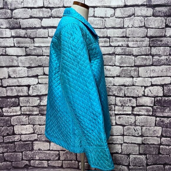 Quacker Factory Aqua Long Sleeve Quilted Jacket Size L - Picture 7 of 8